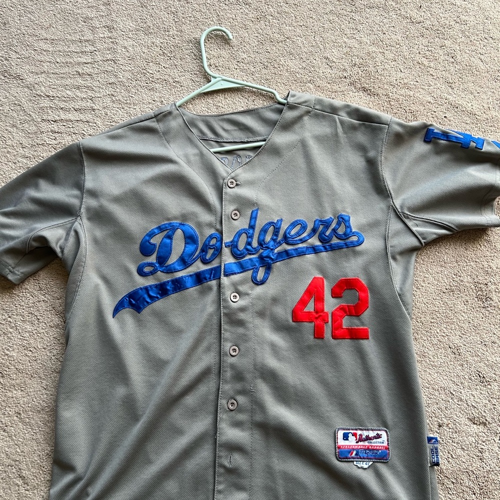 Gray Majestic Brooklyn Dodgers Jackie Robinson Jersey